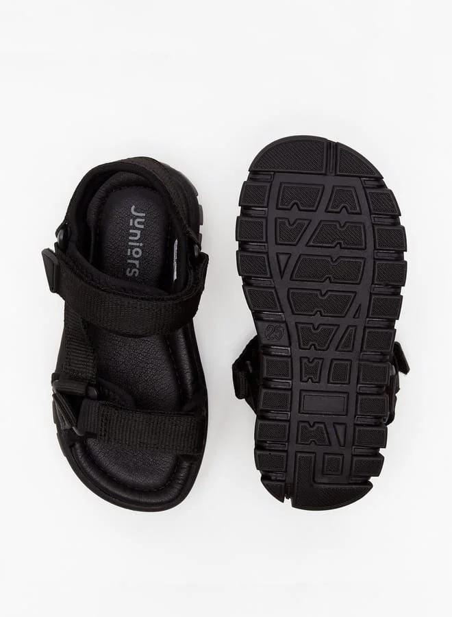 جونيورز Boys Solid Open Toe Sandals with Hook and Loop Closure