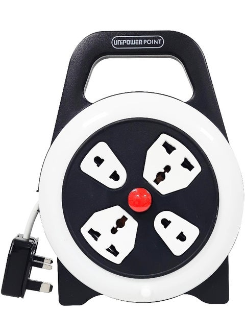 UNIPOWER 4 way Socket Extension Reel with switch Cassette Cable Lead with 5 Mtr cable length Assorted Color