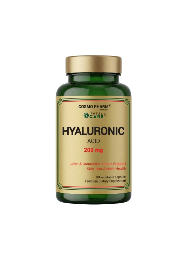 Cosmo Pharm Hyaluronic Acid 200mg | Supports Skin, Hair, Nails & Joints | 90 Vegetable Capsules - Image 1
