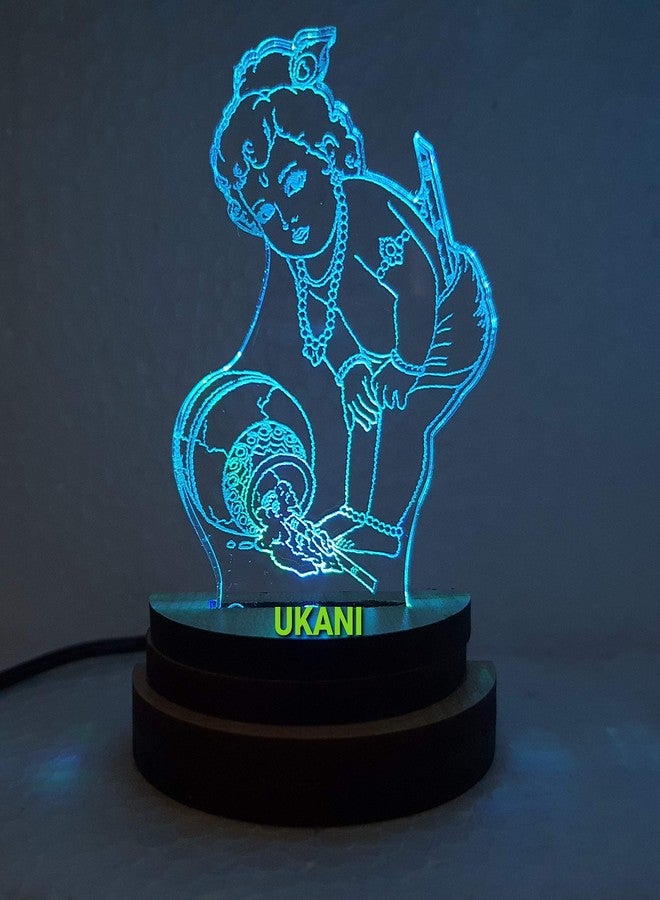UKANI 3D USB Bal Krishna Night Lamp for Car/Office/Desktop/Gift/Table Top 7 Color Change Light Size 3 Inch - Image 3