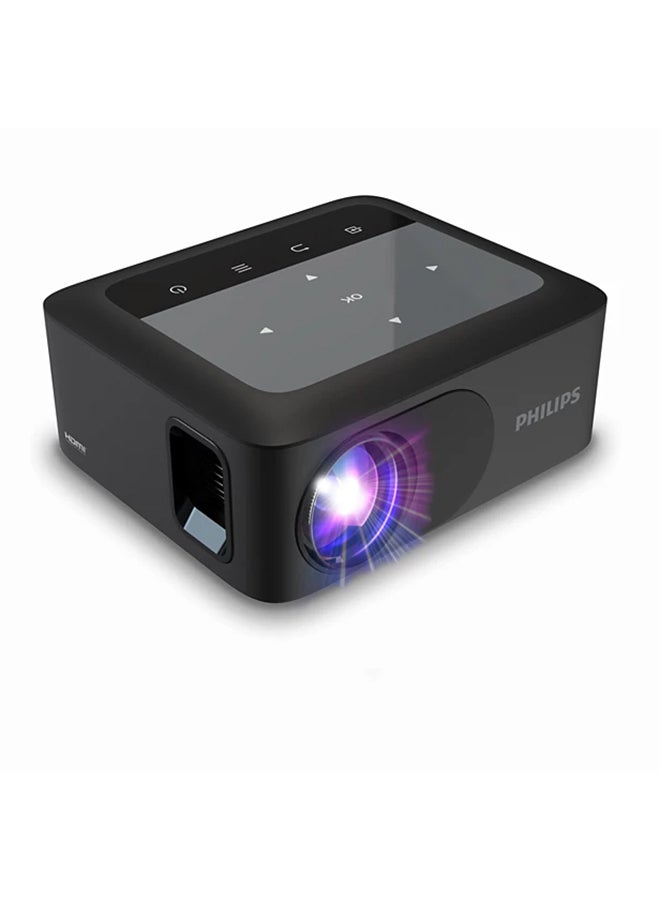 Philips NeoPix 110, True HD 720p Mini Video Projector with Intergrated Dual Band Wi-fi Screen Mirroring, 65" Display in True HD 720p, Multimedia Player with Easy Connection NPX110/INT Black