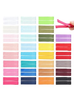 Cinaci 60 Pack/30 Pairs 5 Cm 2 Inch Solid Plain Grosgrain Ribbon Cloth Fabric Covered Fully Lined Diy Metal Alligator Hair Clips Duckbill Barrettes Accessories For Baby Girls Toddlers Kids Teens  - Image 1