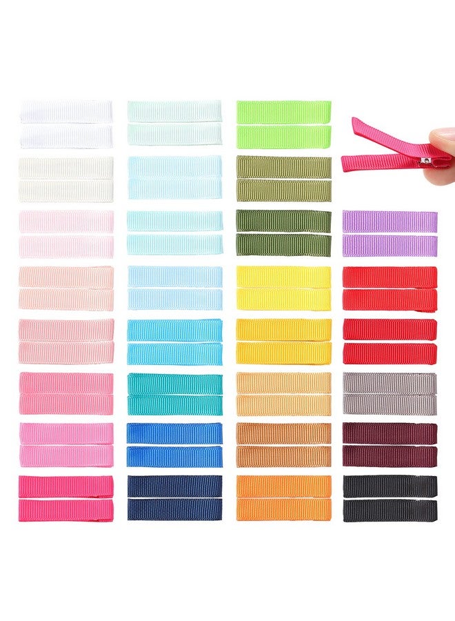 Cinaci 60 Pack/30 Pairs 5 Cm 2 Inch Solid Plain Grosgrain Ribbon Cloth Fabric Covered Fully Lined Diy Metal Alligator Hair Clips Duckbill Barrettes Accessories For Baby Girls Toddlers Kids Teens - Image 1