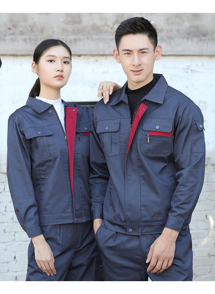 Generic Spring Autumn Long Sleeve Workwear Suit Men Womens Auto Repair Wear-Resistant Factory Workroom Top Reflective Stripe Labor Prot Orange Top  - Image 3