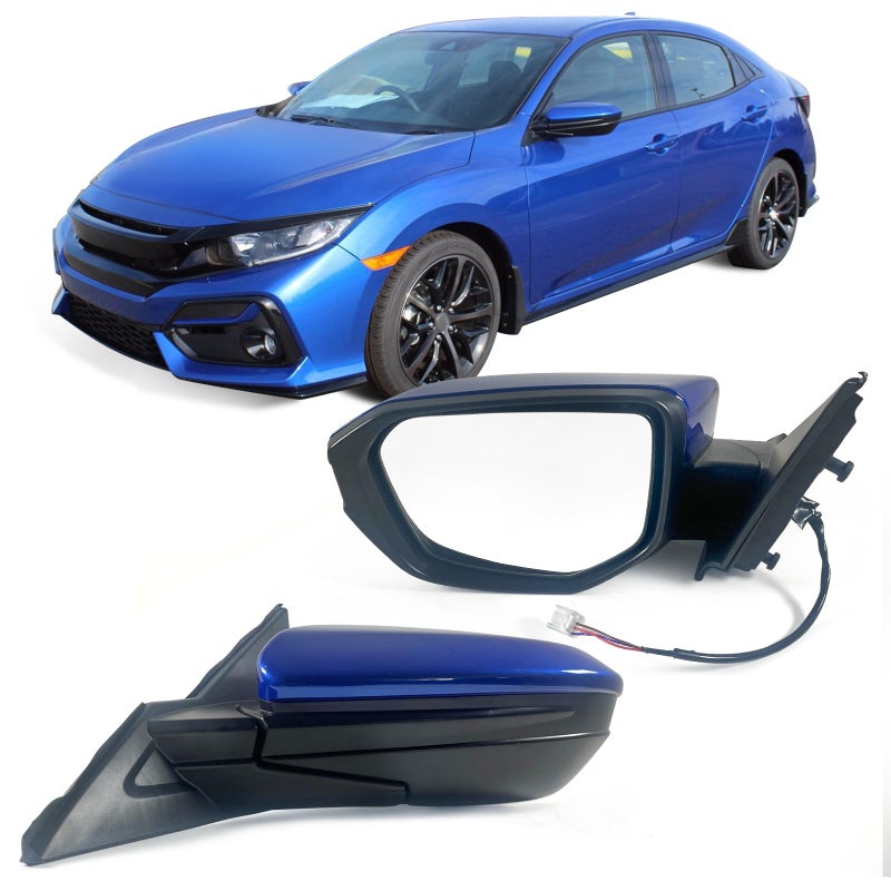 Lqito Left Driver Side Door Mirror For 20162021 HONDA CIVIC LX SE Sport with Power Mirror Ajust Manual Fold NonHeated Match to Aegean Blue Metallic Pearl Replace 76258TBAA02ZA