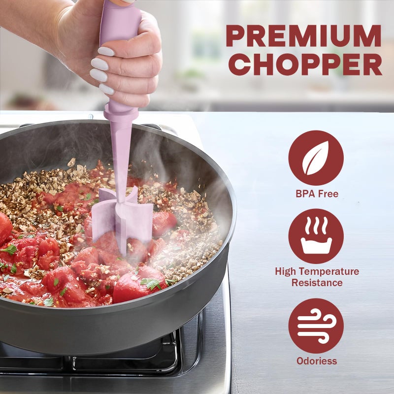PGYARD 2 Pcs Meat Chopper, Hamburger Grinder, Premium Heat Resistant Smasher for Ground Beef, Burger Grinder Nylon Potato Mix Tool-Pink - Image 5