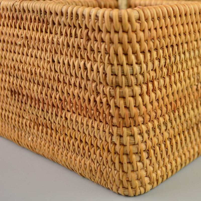 i-Lan Rattan Basket Divider, 12 Inch Divided Tray with 3' Deep Wall, Decorative Wicker Serving Basket for Fruit, Snacks, Catch All Dish - Image 3