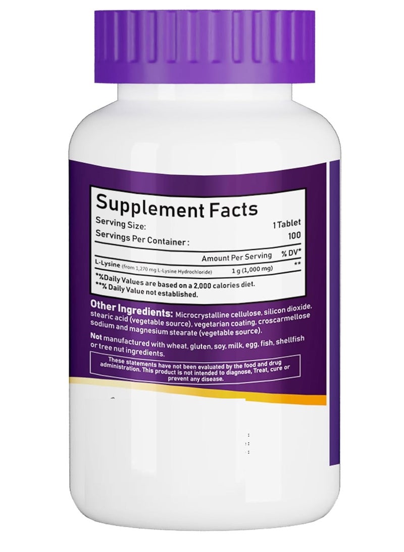 NBL Natural NBL Natural L-Lysine 1000mg Essential Amino Acid Supplement   100 Tablets - Image 2