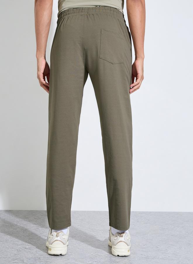 Styli Olive Solid Pocket Details Mid-Rise Activewear Track Pants - Image 3