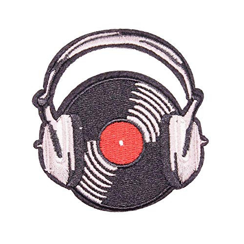 U-Sky Sew or Iron on Embroidered Patches | Vinyl Record & Headphones Music Theme Design | Retro Musical Lovers Enthusiasts DJs | Jackets Backpacks Jeans Vest | 3"x2.9" 3 Different Designs 3PCs Pack - Image 2