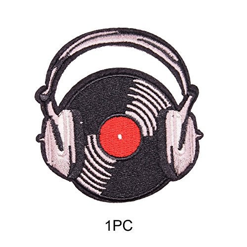 U-Sky Sew or Iron on Embroidered Patches | Vinyl Record & Headphones Music Theme Design | Retro Musical Lovers Enthusiasts DJs | Jackets Backpacks Jeans Vest | 3"x2.9" 3 Different Designs 3PCs Pack - Image 5