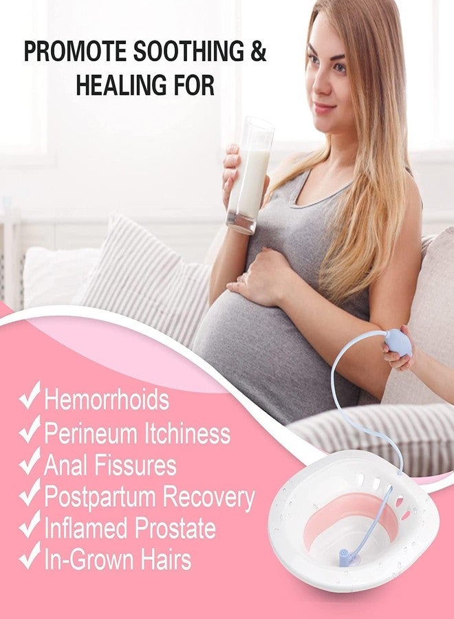 MEDITROVE Sitz Bath for Hemorrhoids and Postpartum Care | Deep Foldable Sitz Bath Basin for Toilet Seat | Perineal Care Tub for Men & Women | Comfortable, Hygienic, Easy to Clean Sitz Bath Bowl with Water Hose (Pink) - Image 3