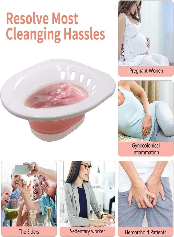 MEDITROVE Sitz Bath for Hemorrhoids and Postpartum Care | Deep Foldable Sitz Bath Basin for Toilet Seat | Perineal Care Tub for Men & Women | Comfortable, Hygienic, Easy to Clean Sitz Bath Bowl with Water Hose (Pink) - Image 4