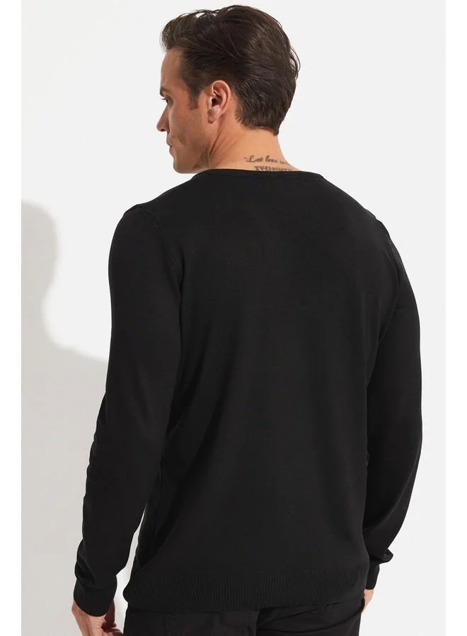 JUNE June Men V-Neck Knitwear Sweater Black