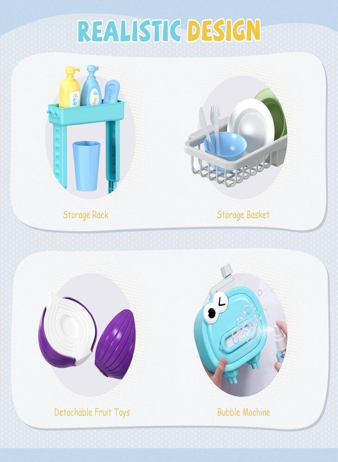 MEWOCHEE Play Sink with Running Water,Kitchen Play Sink Toys for Boys,Upgraded Real Faucet and Play Dishes,Pretend Role Play Toys for Girls Boys,Birthday Gifts for Kids 3-5,Practice Cleaning - Image 5