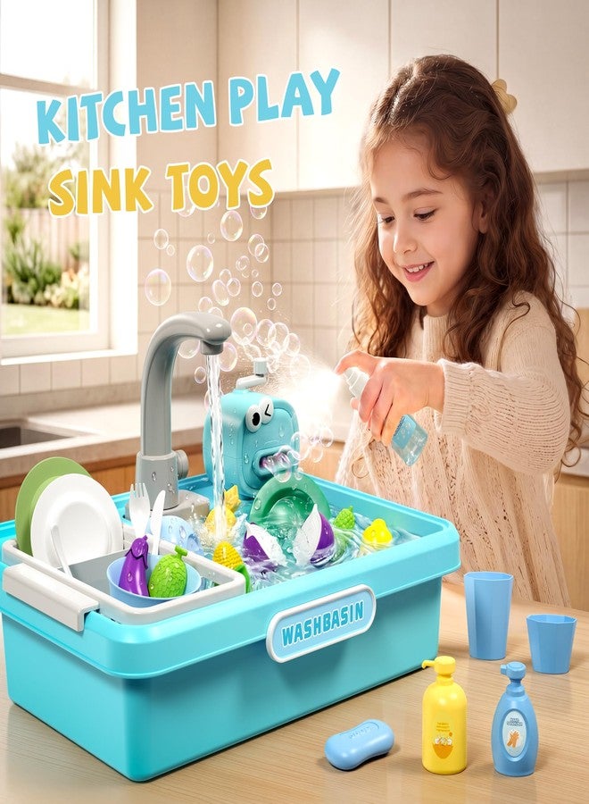 MEWOCHEE Play Sink with Running Water,Kitchen Play Sink Toys for Boys,Upgraded Real Faucet and Play Dishes,Pretend Role Play Toys for Girls Boys,Birthday Gifts for Kids 3-5,Practice Cleaning - Image 2