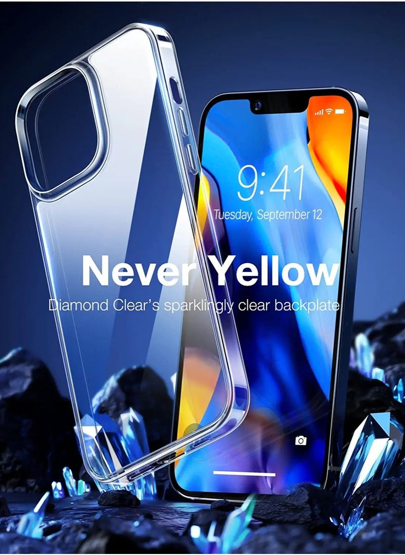 ماركة غير محددة - حافظة شفافة مصممة لهاتف iPhone 14 Plus/ iPhone 15 Plus [لا تصفر أبدًا] [درجة عسكرية مضادة للسقوط] غطاء خلفي صلب من البولي كربونات مرن مقاوم للصدمات غطاء هاتف نحيف واقٍ مقاس 6.7 بوصة، شفاف - Image 1
