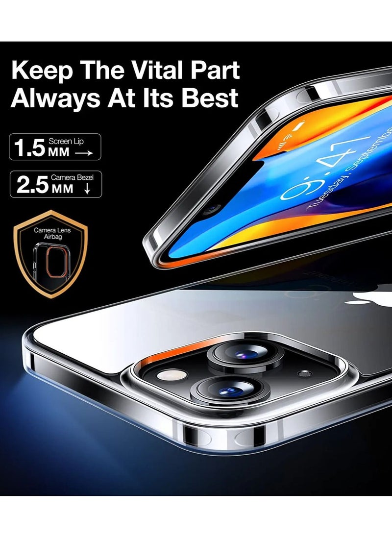 ماركة غير محددة - حافظة شفافة مصممة لهاتف iPhone 14 Plus/ iPhone 15 Plus [لا تصفر أبدًا] [درجة عسكرية مضادة للسقوط] غطاء خلفي صلب من البولي كربونات مرن مقاوم للصدمات غطاء هاتف نحيف واقٍ مقاس 6.7 بوصة، شفاف - Image 1