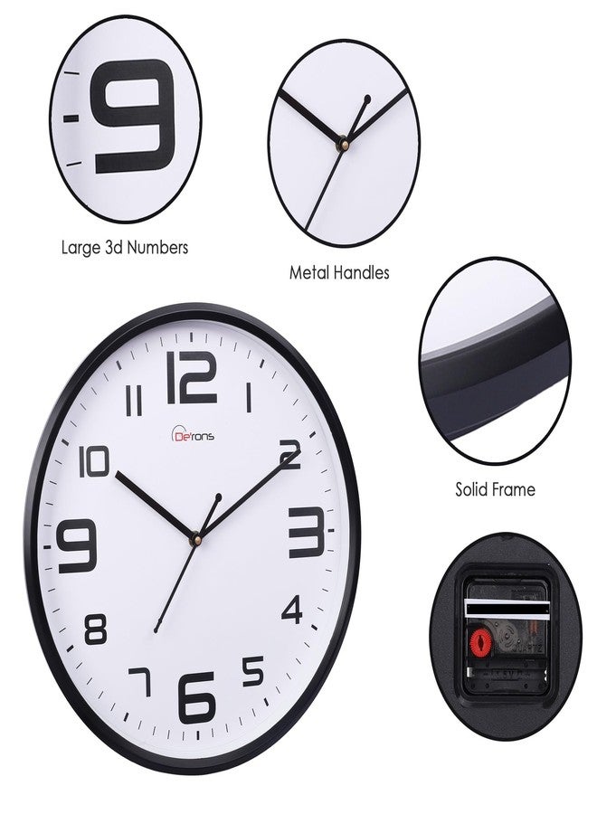 De'rons De’rons 12 Inches Step Movement Quartz Round Poster Design Plastic Wall Clock for Home Kitchen Bedroom Hall Living Room Office (DC-125BFF-White) - Image 4