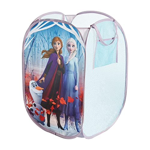 Idea Nuova Frozen 2 Pop-Up Hamper for Kids,Laundry Hamper with Anna & Elsa Design, Durable Mesh Fabric & Carry Handles, 21”H x 13.5”W, Collapsible Storage for Bedroom or Playroom - Image 1