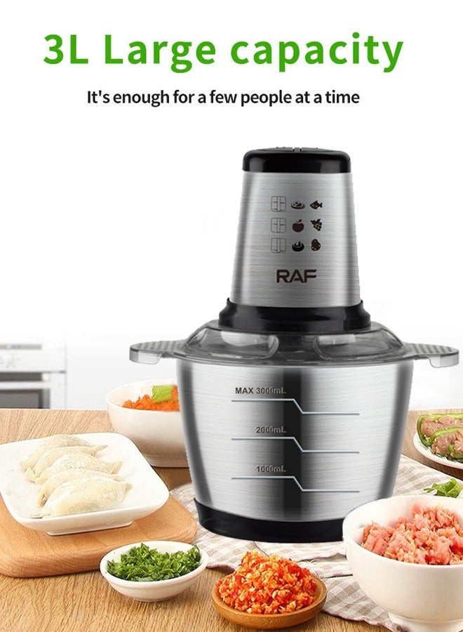 آر إيه أف مفرمة لحم كهربائية ، 2 سرعات ، مفرمة طعام ، 3.0 لتر ، 1000 واط ، 4 شفرات من الفولاذ المقاوم للصدأ ، مفرمة من الفولاذ المقاوم للصدأ للمطبخ ، الخضار ، البصل ، الثوم ، السلطة ، أغذية الأطفال ، الفاكهة ، المكسرات ، ر. 7031 - Image 5