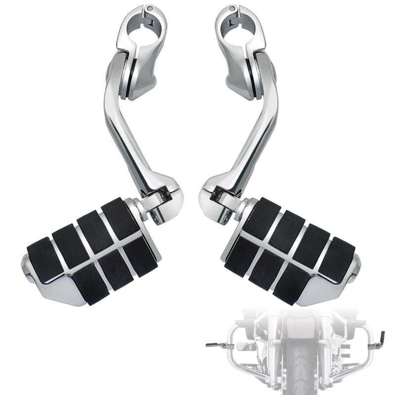 FOVPLUE 125 Highway FootpegsLong Angled Adjustable Highway Pegs wMounts for Harley Touring Street Glide Electra Glide Road King Softail CVO Dyna Trike VRSC Sportster w114 Engine GuardChrome2