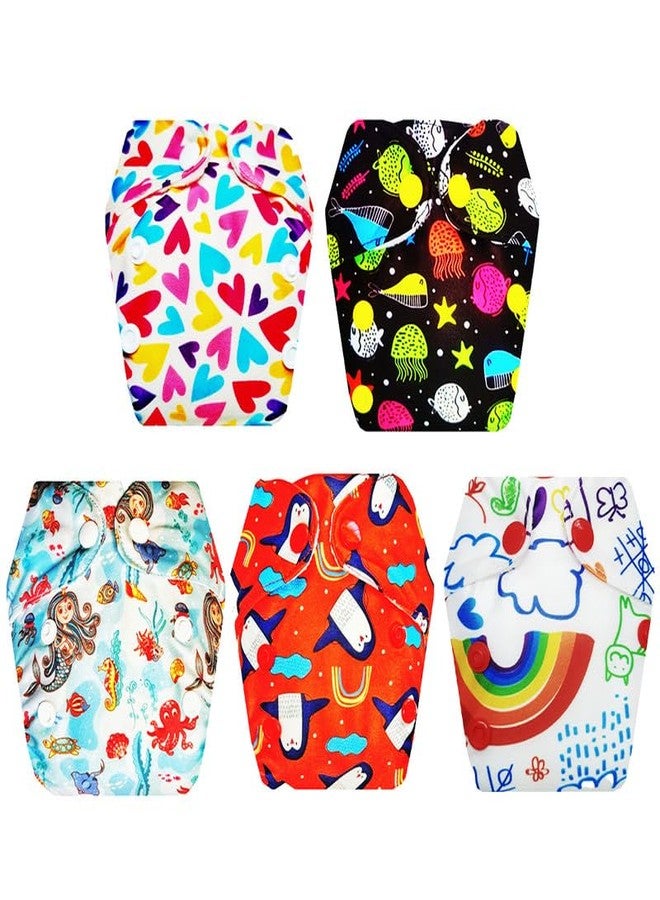 حفاضات قماشية فاخرة من دمبلدو للأطفال حديثي الولادة مع طبقة امتصاص مدمجة (عبوة من 5) | مضادة للحساسية | وسادة امتصاص من 6 طبقات | مناسبة للسفر | للاستخدام طوال اليوم | من 0 إلى 4 أشهر | للجنسين - Image 1