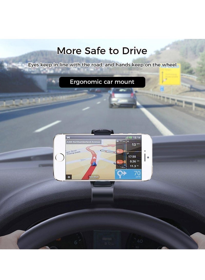 ELTRAZONE Car Phone Clip Holder Dash HUD Mount Clamp Mobile Satnav GPS Cradle for iPhone 13/12 /11 Pro Max XS XR Samsung S20 S10 A71 Huawei P40 Nokia OnePlus Black - Image 3