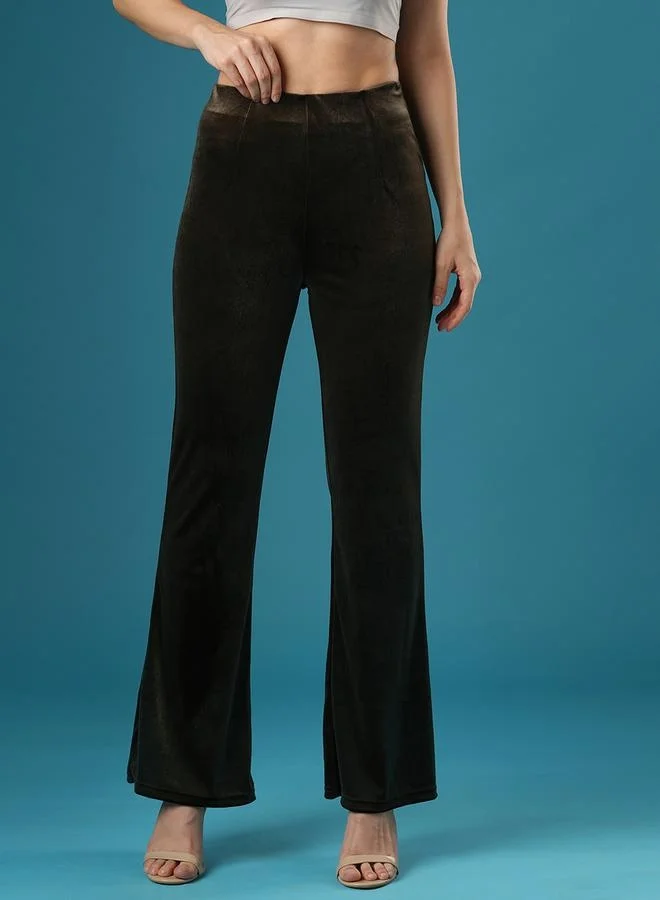 جلو باص Globus Velvet Look High Rise Stretchy Slim Fit Flared Treggings