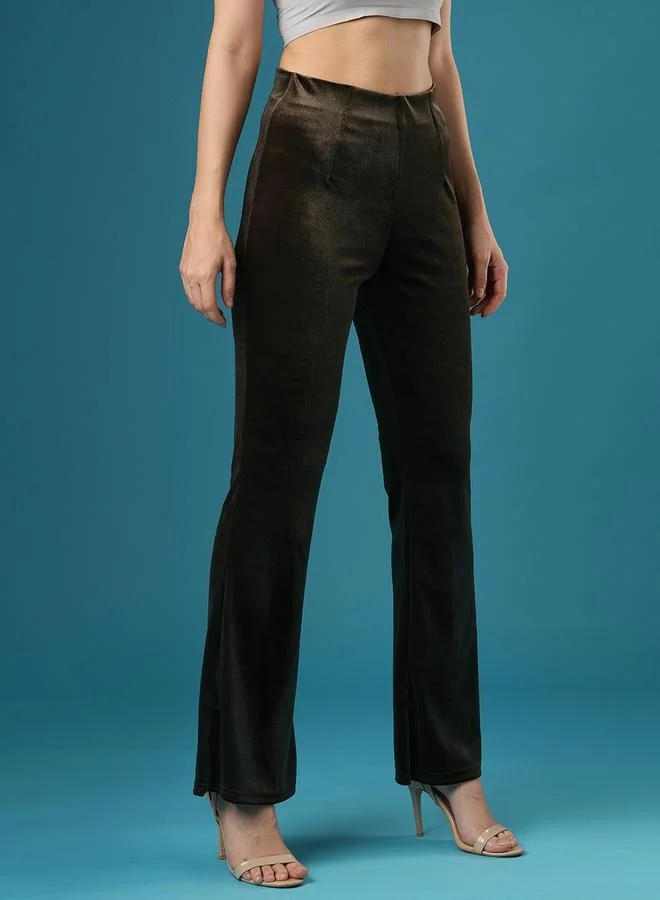 جلو باص Globus Velvet Look High Rise Stretchy Slim Fit Flared Treggings