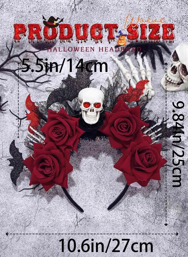 ووي طوق رأس مضيء للهالوين من Woeoe، بتصميم جمجمة وخفاش متوهجة، إكسسوارات شعر تنكرية للنساء - Image 2