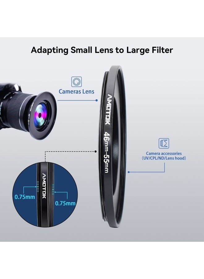 AMOTOK 46mm Lens to 55mm Camera Lens Adapter,46mm to 55mm Filter Step-Up Adapter Ring,Compatible All 55mm Filter Accessory - Image 4