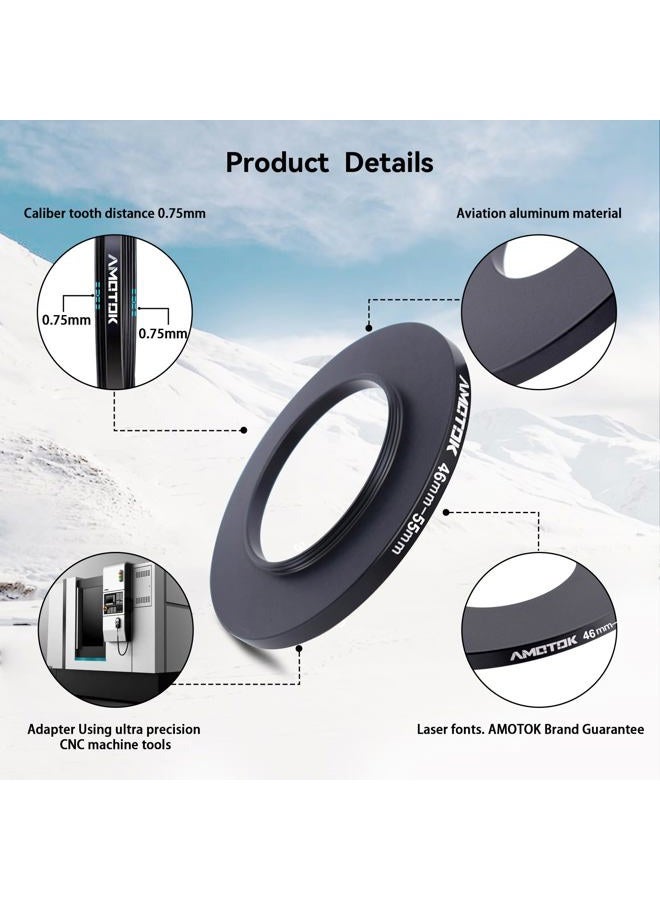 AMOTOK 46mm Lens to 55mm Camera Lens Adapter,46mm to 55mm Filter Step-Up Adapter Ring,Compatible All 55mm Filter Accessory - Image 3
