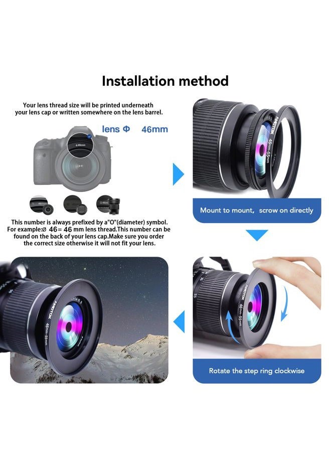 AMOTOK 46mm Lens to 55mm Camera Lens Adapter,46mm to 55mm Filter Step-Up Adapter Ring,Compatible All 55mm Filter Accessory - Image 5