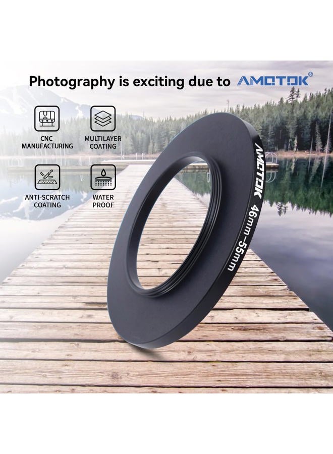AMOTOK 46mm Lens to 55mm Camera Lens Adapter,46mm to 55mm Filter Step-Up Adapter Ring,Compatible All 55mm Filter Accessory - Image 2