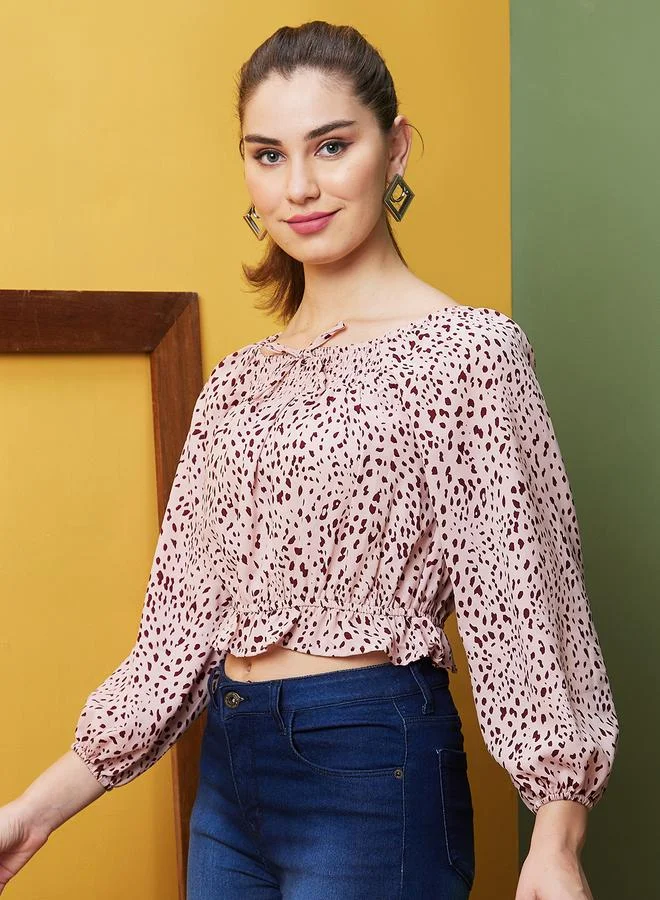globus Globus Floral Print Square Neck Crop Top