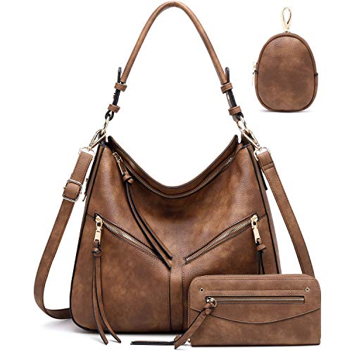 lapsting Hobo Handbags for Women Purse Ladies Boho Shoulder Bag Crossbody Bags Brown Vegan Leather - Image 1