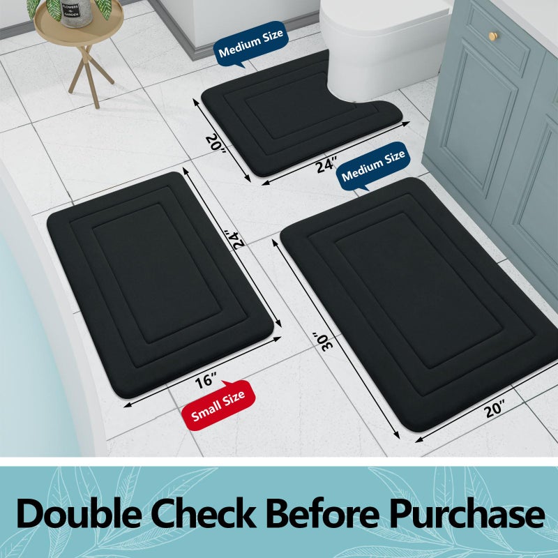 Arotive Memory Foam Bathroom Rug Mat 30x20  Ultra Soft and Absorbent Bath Mat  Machine Wash Dry  Comfortable Bath Rug Carpet for Bathroom Floor  Tub and Shower  Black - Image 4