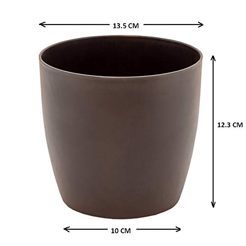 garbnoire Gardening Flower Pots - 5 Inch Plastic Flower Pots | Modern Decorative Indoor Outdoor Planters/Pots - Pack of (5, Coffee) - Image 4