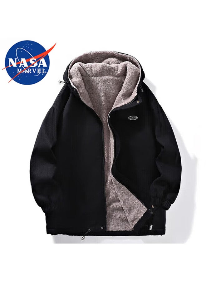 Nasa Marvel Valentine's Day Gift Cotton Jacket For Men, Winter Coat, Puffer Jacket, Lambswool Hooded Trendy Fleece-lined Outerwear - Image 4