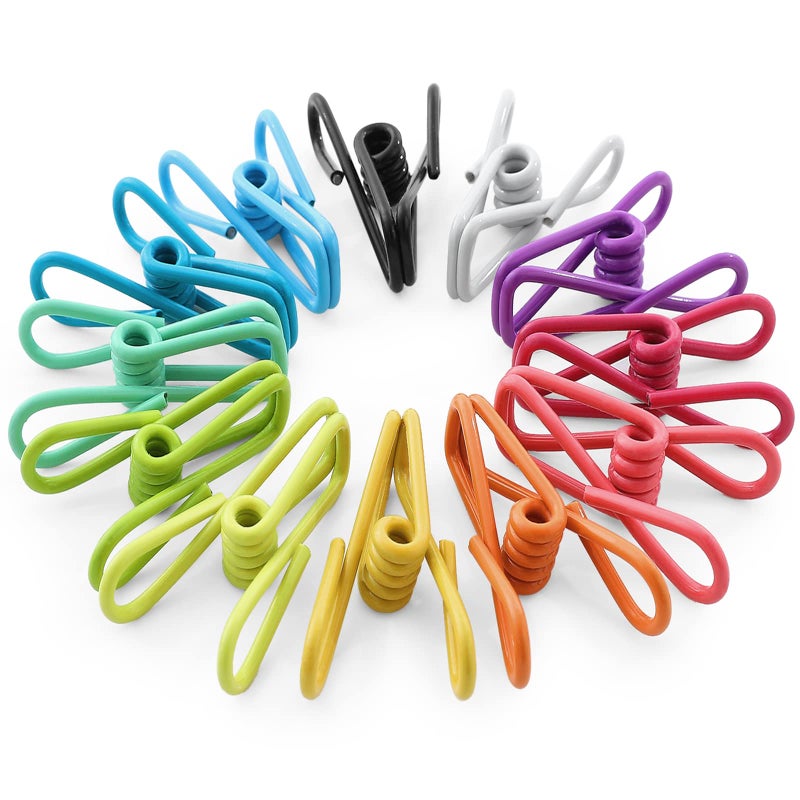 ROSSHINE Bag Clips for Food Storage 12pcs Steel  PVC Coated Sealing Clips Multifunction Pegs Clothes Pegs Paper Durable Freezer Kitchen Home Office