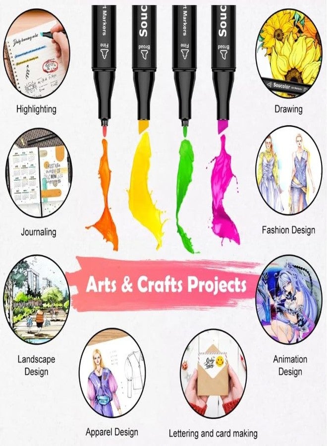 Like-It like it Dual Tip Art Markers 48 Colours With Carrying Case For Painting Sketching Calligraphy Drawing Odorless &Non Toxic Twin Head Permanent Colouring Markers For Kids Adult Beginners|Assorted - Image 4