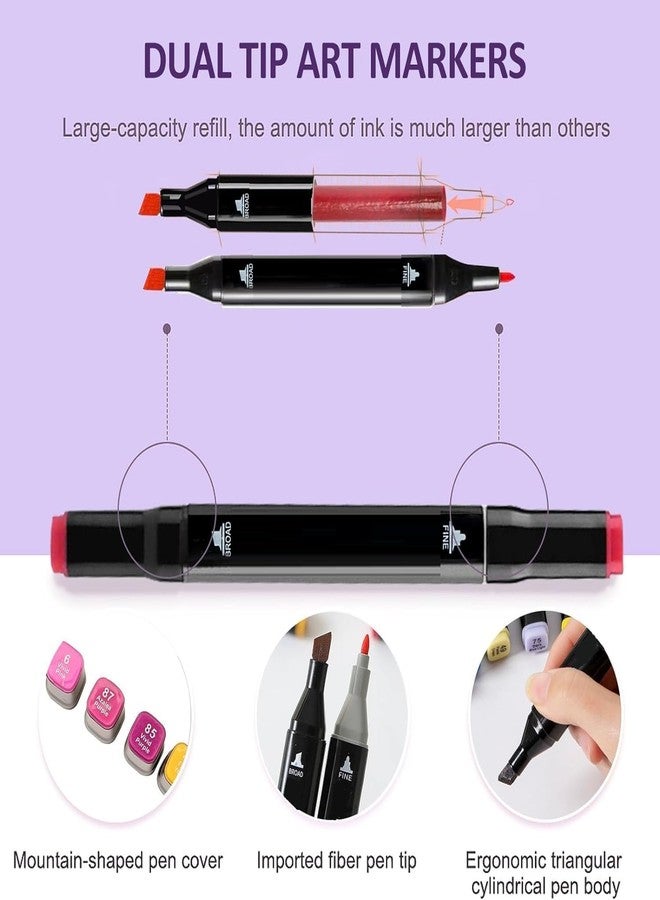 Like-It like it Dual Tip Art Markers 48 Colours With Carrying Case For Painting Sketching Calligraphy Drawing Odorless &Non Toxic Twin Head Permanent Colouring Markers For Kids Adult Beginners|Assorted - Image 5