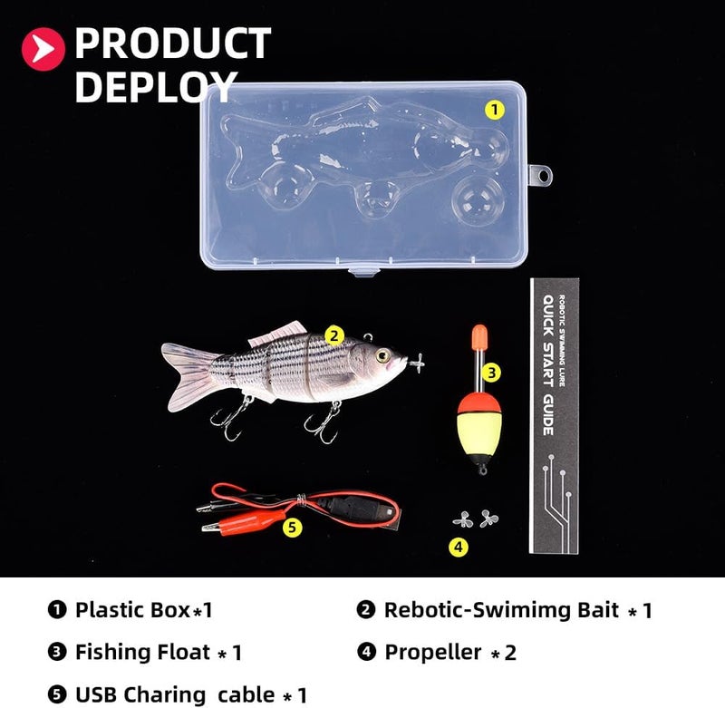watalure Robotic Swimming Fishing Electric Lures 5.12" USB Rechargeable LED Light Wobbler Multi Jointed Swimbaits Hard Lures Fishing Tackle - Image 5