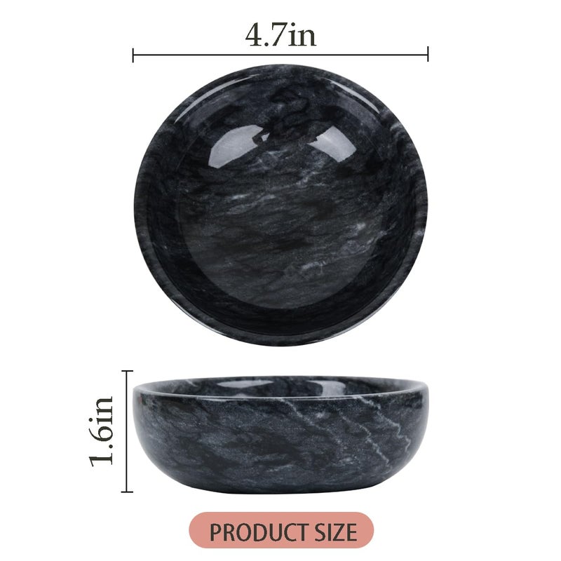 SIPARUI Jewelry Dish,Natural Marble Jewelry Dish,Trinket Tray,Ring Holder,Key Bowl,Unique Jewelry Tray for Home Decoration,Mother's Day,Birthday and Other Holiday Gifts(Black) - Image 2