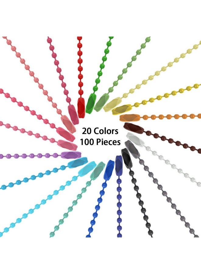 سانيكس 100 قطعة من سلسلة الخرز الكروي السائبة لعلامة الكلب سلسلة معدنية مقاس 4.72 بوصة سلسلة مفاتيح كروية مع موصلات للتعليق زينة عيد الميلاد (مختلط الألوان) - Image 4
