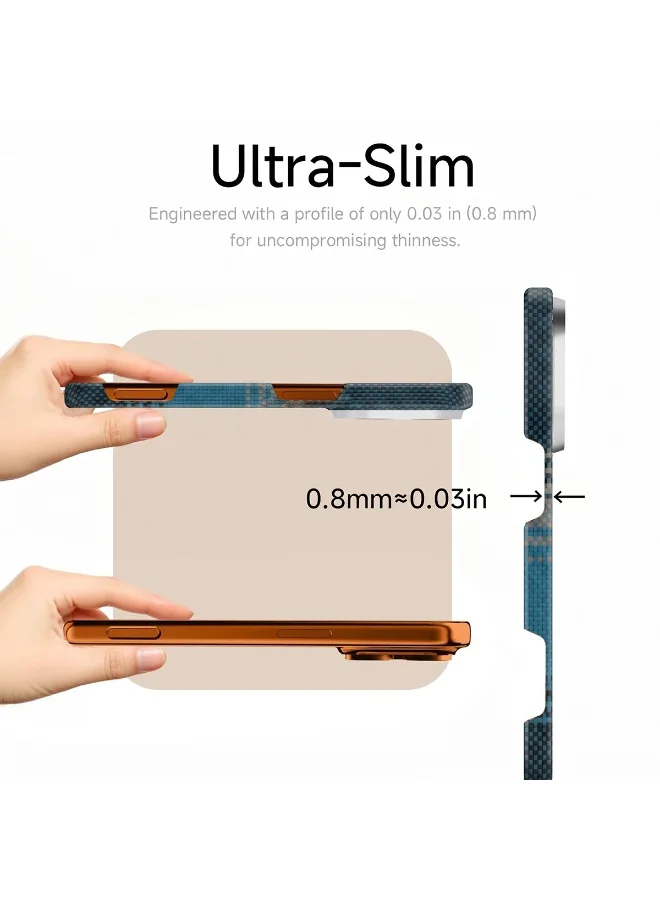 Mobcos Mobcos 17 Pro Max Fiber Lunar Blue Mobcos iPhone 17 Pro Max Lunar Blue Aramid Fiber Case, 1500D Fusion Weave, Ultra Slim Lightweight Magnetic Cover, MagSafe Compatible  | Best Price UAE