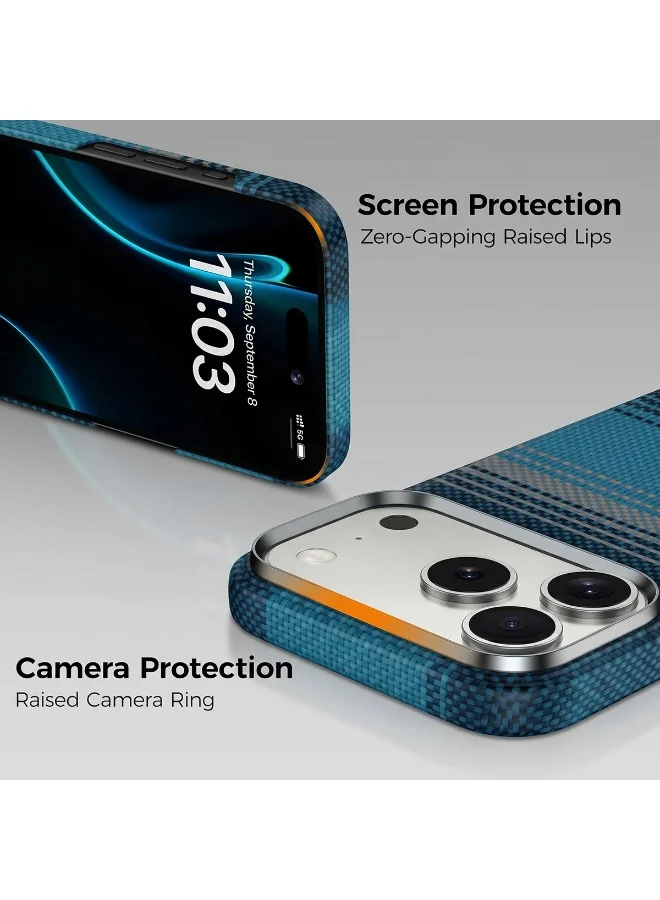 Mobcos Mobcos 17 Pro Max Fiber Lunar Blue Mobcos iPhone 17 Pro Max Lunar Blue Aramid Fiber Case, 1500D Fusion Weave, Ultra Slim Lightweight Magnetic Cover, MagSafe Compatible  | Best Price UAE
