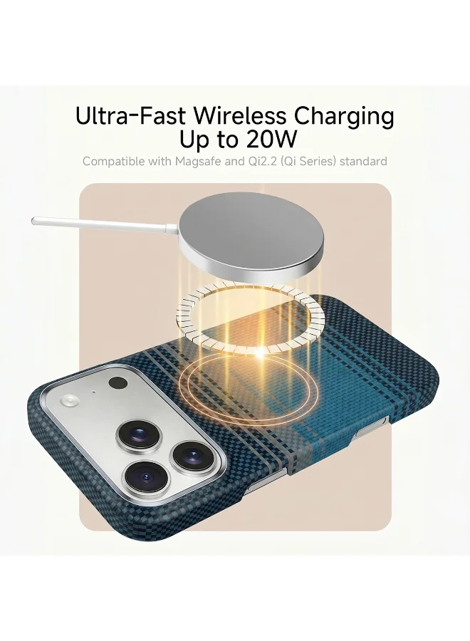 Mobcos Mobcos 17 Pro Max Fiber Lunar Blue Mobcos iPhone 17 Pro Max Lunar Blue Aramid Fiber Case, 1500D Fusion Weave, Ultra Slim Lightweight Magnetic Cover, MagSafe Compatible  | Best Price UAE