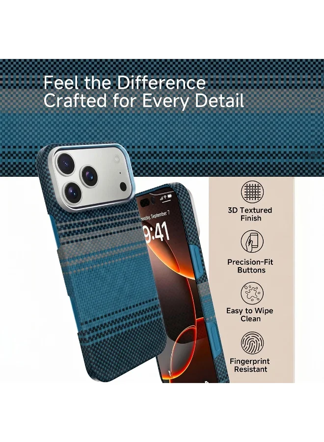 Mobcos Mobcos 17 Pro Max Fiber Lunar Blue Mobcos iPhone 17 Pro Max Lunar Blue Aramid Fiber Case, 1500D Fusion Weave, Ultra Slim Lightweight Magnetic Cover, MagSafe Compatible  | Best Price UAE